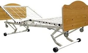 Joerns WeCare Full-Electric Adjustible Bed Frame Fixed Width and Roll-in-Low with Traditional Style Panel in Quartered Oak, (42"W WeCare w/Trad. Panels & Width Ext, Quartered Oak)