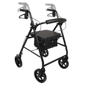 4 Wheel Medical Rolling Walker with Wheels, Black