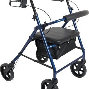 4 Wheel Medical Rolling Walker with Wheels, Blue