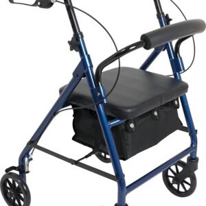 Junior Aluminum Rollator with 6 Inch Wheels, Blue