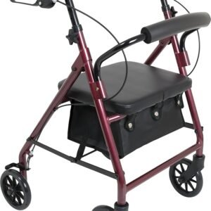 Junior Aluminum Lightweight Rollator with 6 Inch Wheels, Burgundy
