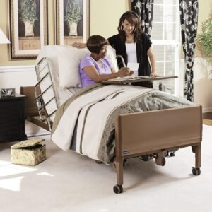 Invacare Low Homecare Bed | Low Full-Electric Hospital Bed for Home Use Brown 20"x36"x88"