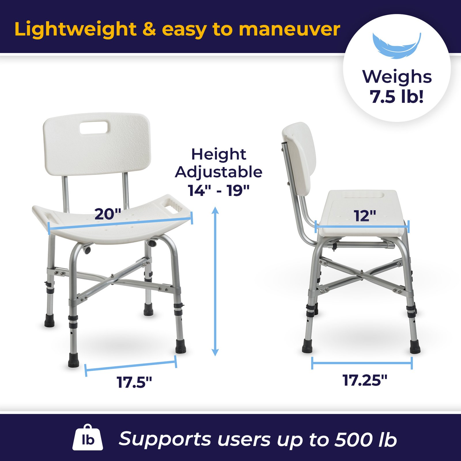 Bariatric Heavy Duty Bath Bench with Backrest - Image 6