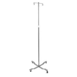 Economy Removable Top I. V. Pole, 2 Hook Top, Silver Vein