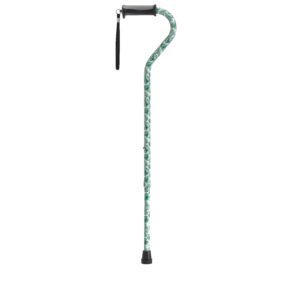 Adjustable Height Offset Handle Cane with Gel Hand Grip, Blue Crackle