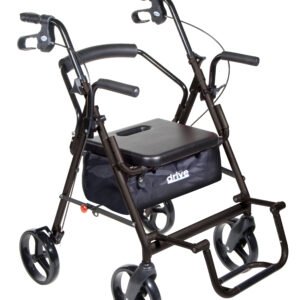 Duet Dual Function Transport Wheelchair Rollator Rolling Walker, Black