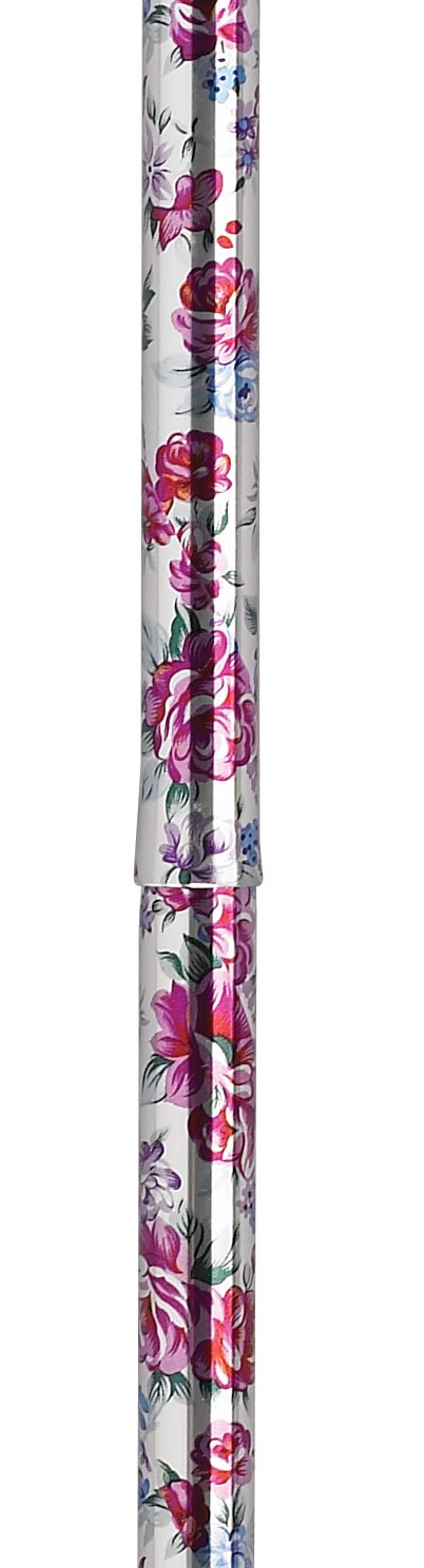 Lightweight Adjustable Folding Cane with T Handle, Black Floral - Image 2