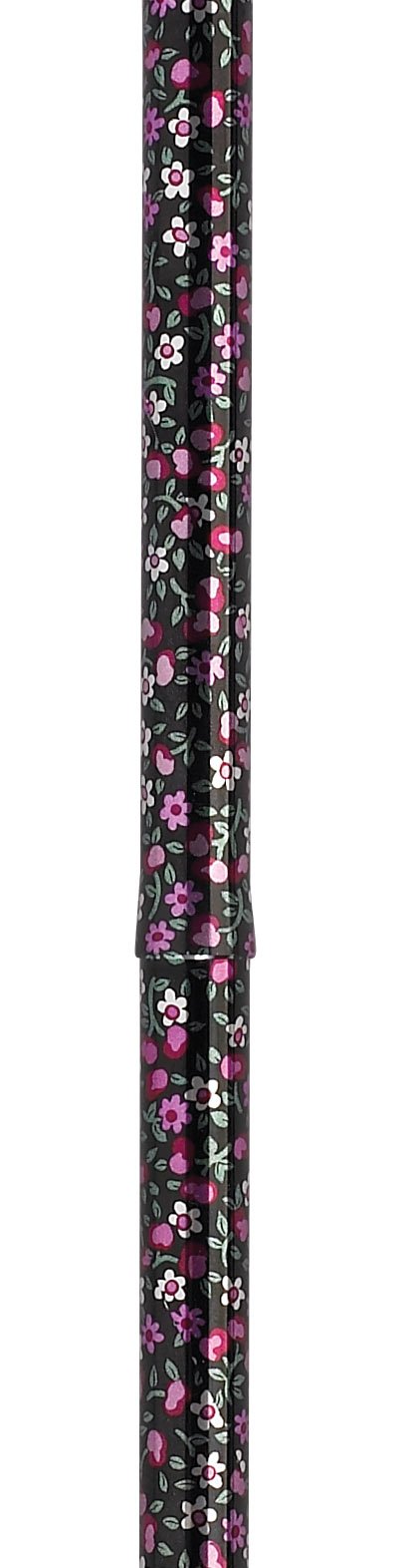 Lightweight Adjustable Folding Cane with T Handle, Black Floral - Image 4