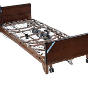 Delta Ultra Light Full Electric Low Hospital Bed with Half Rails and Therapeutic Support Mattress