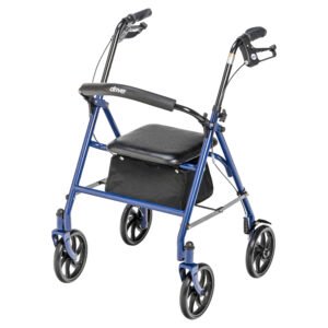 Four Wheel Rollator Rolling Walker with Fold Up Removable Back Support, Blue